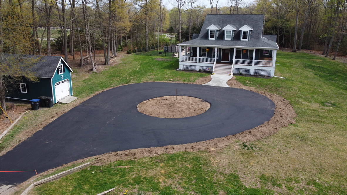 Custom Circular Asphalt Driveway with Concrete Pad - Wall Township Thumbnail